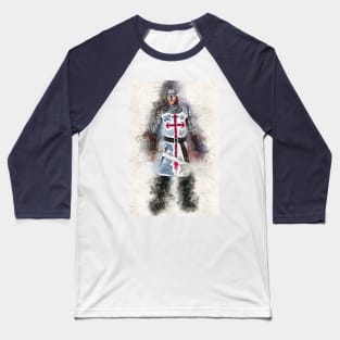 Knights Templar Warrior The crusader Watercolor Historic Fine Art Baseball T-Shirt